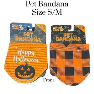 Throw Me A Bone Pet Bandana.  Set of two. Halloween.  Velcro closure.  Size S/M